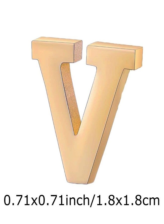 vmcoatdu A-Z Initial Pins 26 Letters V Pins 18K Gold Plated and Silver Tone Metal Brooch Breastpin Badge (V Gold Plated) - Image 2